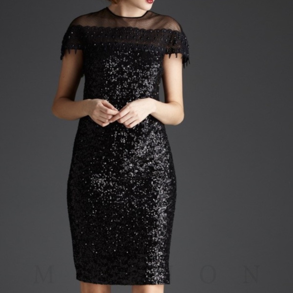 Mignon black sequin and bead dress - size 4